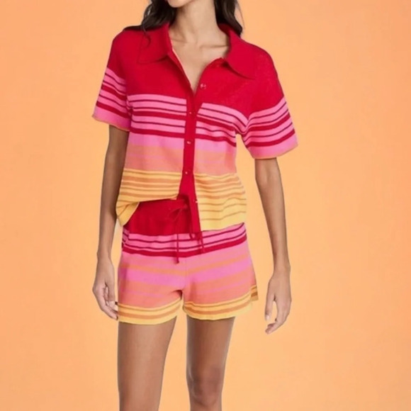 Monrow Women's Sunset Sweater Easy Shirt Sweater Vacation Short Set Size M - Picture 1 of 8